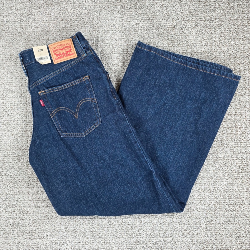 Levis '94 Baggy Wide Leg Jeans Womens Size 28x31 Dark Wash Denim Mid Rise NWT